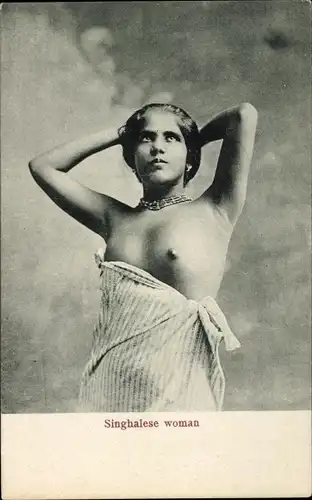 Ak Ceylon, Singhalesische Frau, barbusig