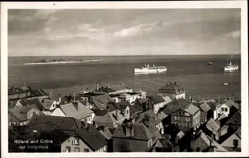 Foto Ak Nordseeinsel Helgoland, Seebäderdampfer Roland und Cobra