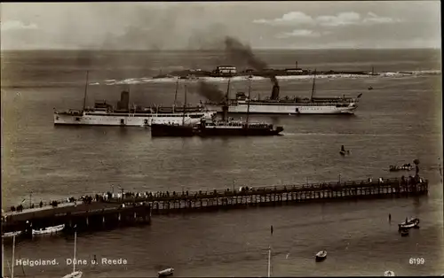 Ak Nordseeinsel Helgoland, Düne, Reede, Seebäderdampfer