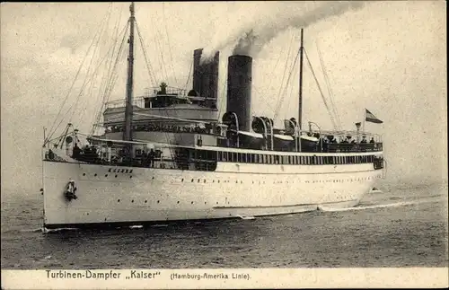 Ak Turbinendampfer Kaiser, HAPAG Seebäderdienst