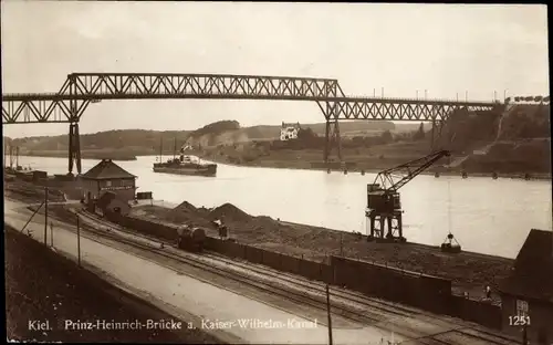 Ak Kiel, Kaiser Wilhelm Kanal, Prinz Heinrich Brücke, Kran