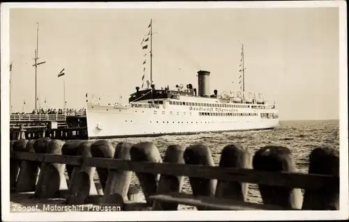 Foto Ak Sopot Gdańsk Zoppot Danzig, Motorschiff Preußen, Seedienst Ostpreußen