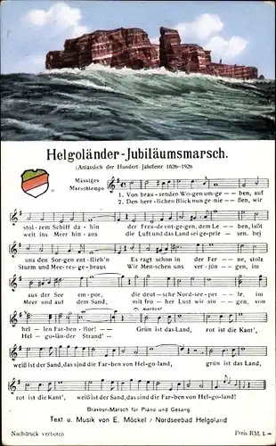 Lied Ak Helgoland, Helgoländer Jubiläumsmarsch, E. Möckel, Hundertjahrfeier 1926