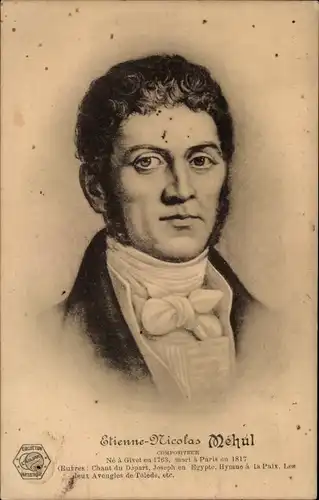 Künstler Ak Komponist Étienne-Nicolas Méhul, Portrait