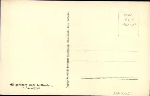 Ak Hillegersberg Rotterdam Südholland, Plaswijck, Luftaufnahme