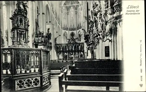 Ak Lübeck, Marienkirche, Innenansicht