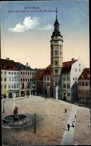 Ak Gera in Thüringen, Markt, Rathaus, große Kirchgasse