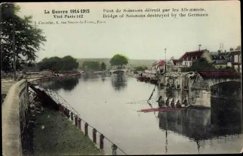 Ak Soissons-Aisne, Brücke von den Deutschen zerstört