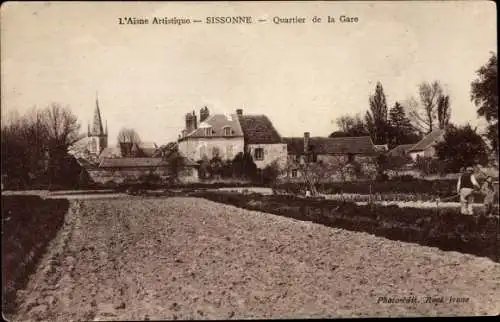Ak Sissonne Aisne, Bezirk Gare