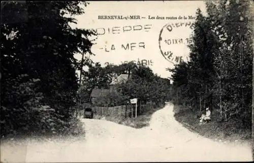 Ak Berneval le Grand Petit Caux Seine Maritime, Les deux routes de la Mer