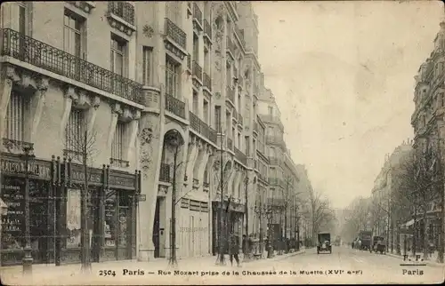 Ak Paris XVI Passy, Rue Mozart, aufgenommen von der Chaussee de la Muette