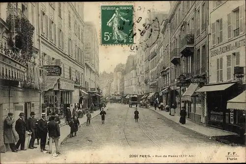 Ak Paris XVI, Rue de Passy