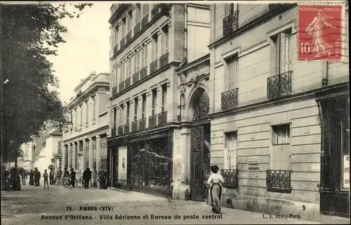 Ak Paris XIV Observatorium, Avenue d'Orleans, Villa Adrienne, Hauptpostamt