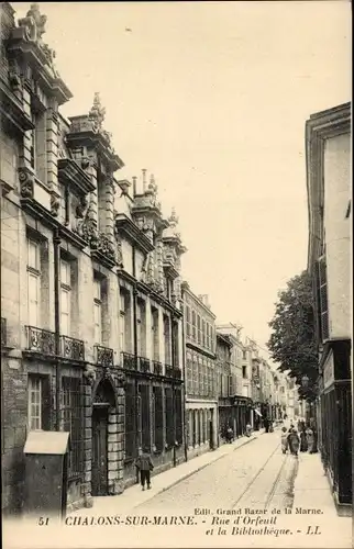 Ak Chalons sur Marne, Rue d'Orfeuil, Die Bibliothek