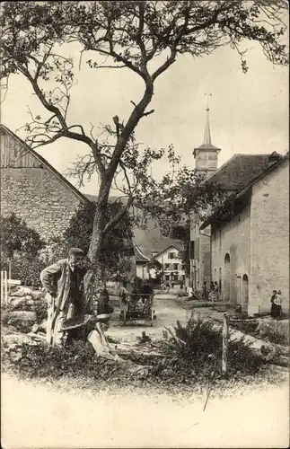 Ak Reims-Marne, Straßenpartie, Häuser, Kirchturm