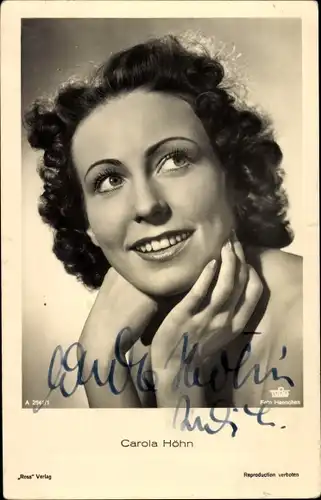 Ak Schauspielerin Carola Höhn, Portrait, Ross Verlag A 2541/1, Autogramm