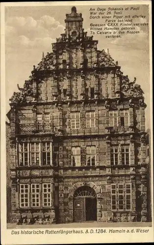 Ak Hameln an der Weser Niedersachsen, historisches Rattenfängerhaus, Café A. Kropp