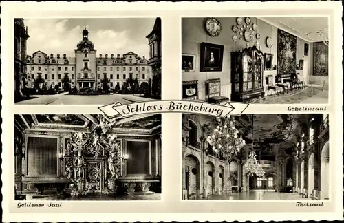 Ak Bückeburg im Kreis Schaumburg, Schloss Bückeburg, Goldener Saal, Festsaal, Gobelinsaal