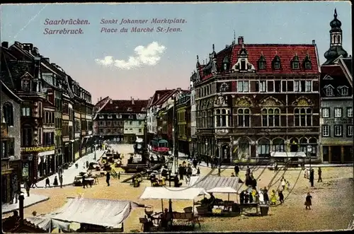 Ak St. Johann Saarbrücken im Saarland, St. Johanner Marktplatz