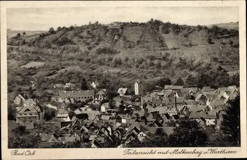 Ak Bad Orb im Spessart Hessen, Teilansicht mit Molkenberg und Wartturm