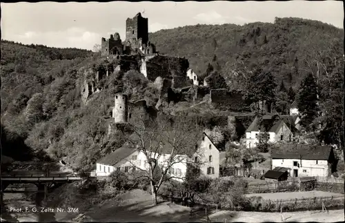 Ak Manderscheid in der Eifel, die Niederburg, Burg-Cafe