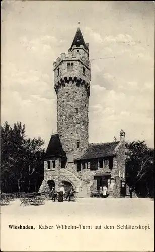 Ak Wiesbaden in Hessen, Kaiser Wilhelm-Turm auf dem Schläferskopf