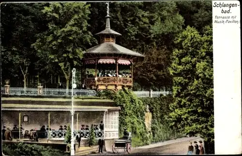 Ak Schlangenbad im Taunus Hessen, Terrasse mit Musik-Pavillon