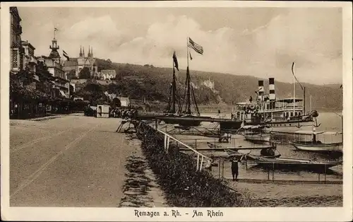 Ak Remagen am Rhein, Anlegestelle, Schiff