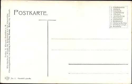 Künstler Ak Rothgeb, G., Nieder Beerbach Mühltal im Odenwald, Burg Frankenstein