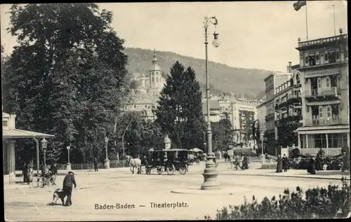 Ak Baden Baden am Schwarzwald, Theaterplatz