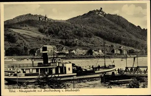 Ak Königswinter am Rhein, Drachenburg, Drachenfels, Fähre