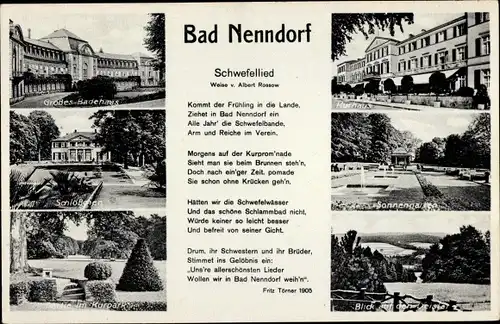 Ak Bad Nenndorf an der Weser, Gedicht, Schlösschen, Sonnengarten, Kurpark, Rathaus