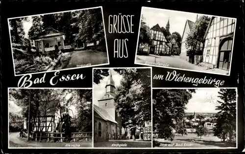 Ak Bad Essen in Niedersachsen, Trinkhalle, Kirchplatz, Alte Mühle, Bahnhofstraße