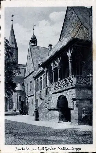 Ak Goslar am Harz, Rathaustreppe