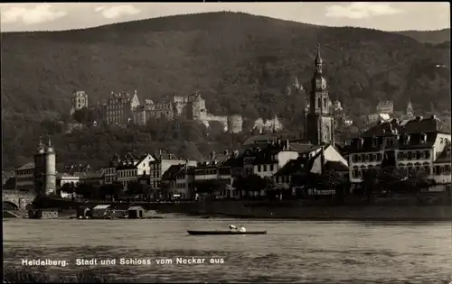 Ak Heidelberg am Neckar, Stadt, Schloss vom Neckar aus