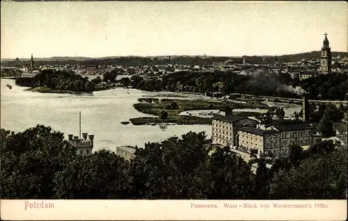 Ak Potsdam in Brandenburg, West Blick von Wackermanns Höhe