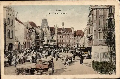 Ak Neuss am Rhein, Markt, Rathaus