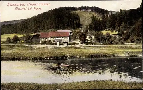 Ak Berga an der Weißen Elster Thüringen, Elstertal, Restaurant Unterhammer