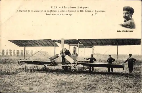 Ak Aeroplan Breguet, Doppeldecker