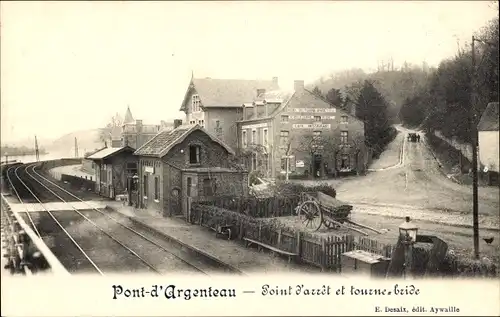 Ak Pont d'Argenteau Wallonien Lüttich, Bahnhof, Straße