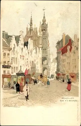 Künstler Litho Cassiers, H., Brüssel, Rue au Beurre