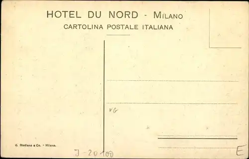 Ak Mailand Mailand Lombardei, Hotel du Nord, Speisesaal