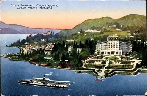 Ak Stresa Borromeo Piemonte Italien, Regina Hotel e Panorama