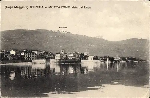 Ak Stresa Piemonte Italien, Monte Mottarone vista dal Lago