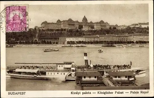Ak Budapest Ungarn, Königliche Burg, Salondampfer