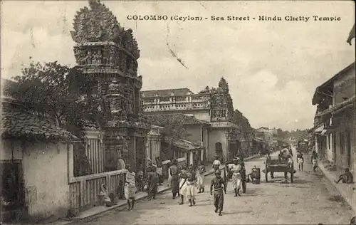 Ak Colombo Ceylon Sri Lanka, Sea-Street, Hindu-Chetty-Tempel
