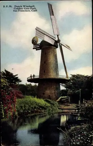 Ak San Francisco Kalifornien USA, Holländische Windmühle, Golden Gate Park