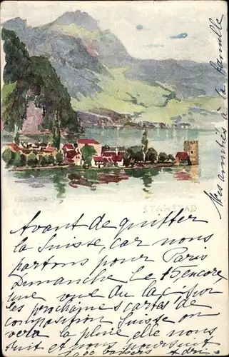 Ak Gersau Kanton Schwyz, Ort mit Umgebung