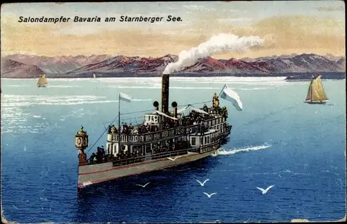 Ak Starnberger See, Salondampfer Bavaria