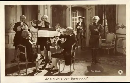 Ak Schauspieler Otto Gebühr, FIlmszene Die Mühle von Sanssouci, Musiker